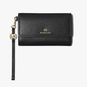 Michael Kors Jet Set Charm Pebbled Leather Smartphone Wallet BLACK